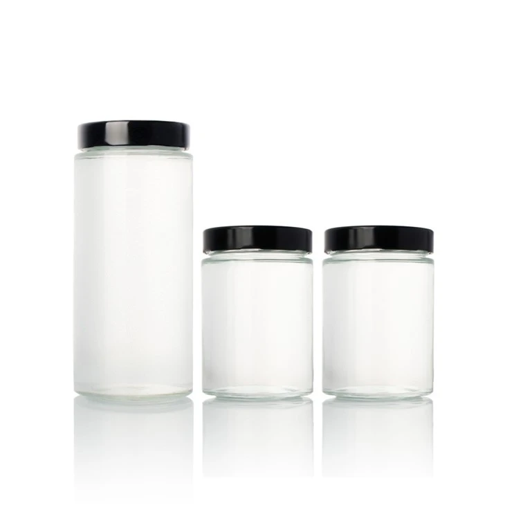 Glass Jar With Black Aluminum Cap factory