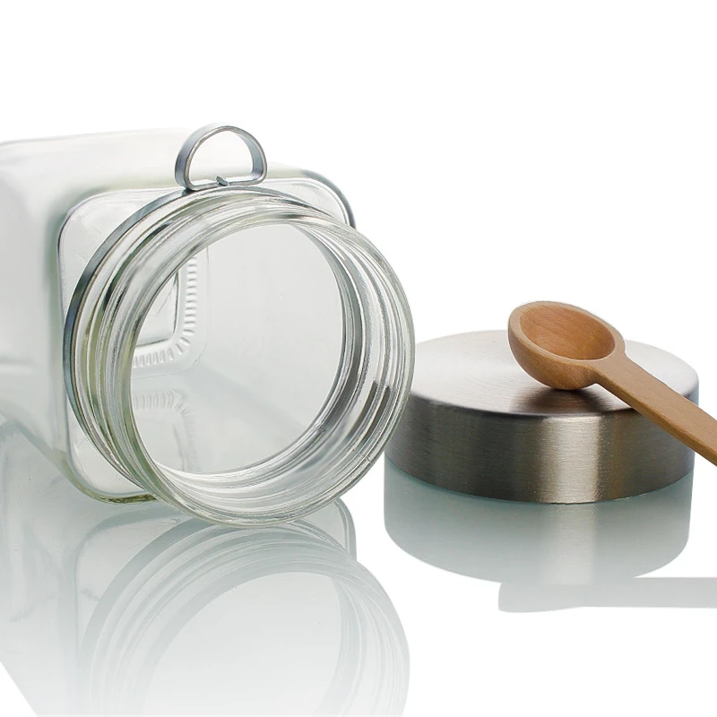 Glass Jar With Aluminum Cap And Spoon Glass Jar With Aluminum Cap And Spoon