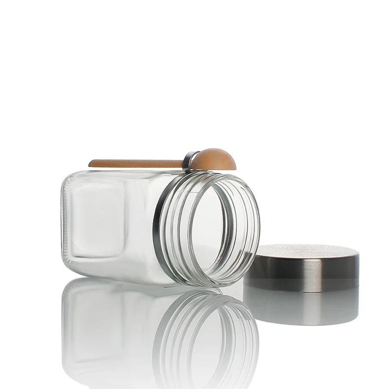 Glass Jar With Aluminum Cap And Spoon Glass Jar With Aluminum Cap And Spoon