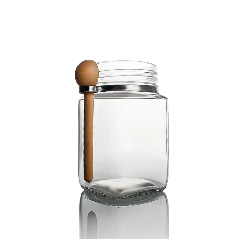 Glass Jar With Aluminum Cap And Spoon Glass Jar With Aluminum Cap And Spoon